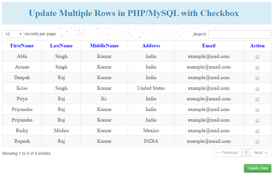 update multiple rows using php mysql