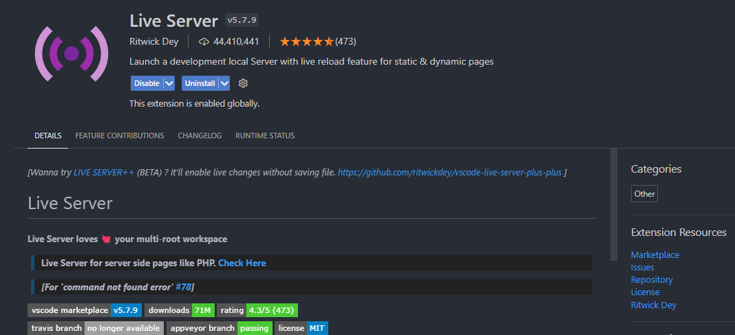 VS Code ExtensionsLive Server