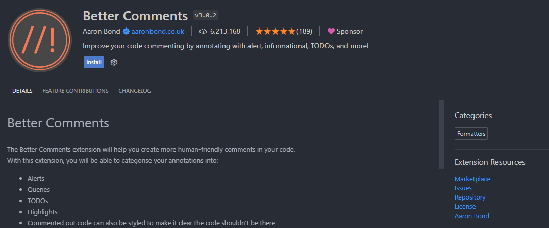 VS Code Extensions - Better Comment