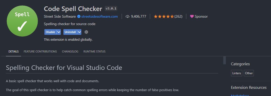 VS Code Extensions - Code Spell Checker